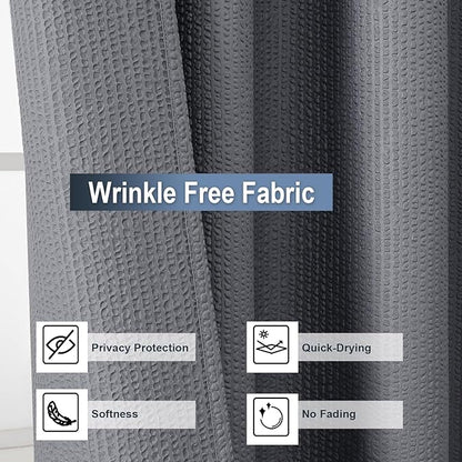 OWENIE Grey Shower Curtain for Bathroom 72x72 Inch, 3D Embossed Textured Waffle Fabric Shower Curtains, Soft Hotel Farmhouse Style, Water Repellent, Machine Washable, Grey, 72" W x 72" L