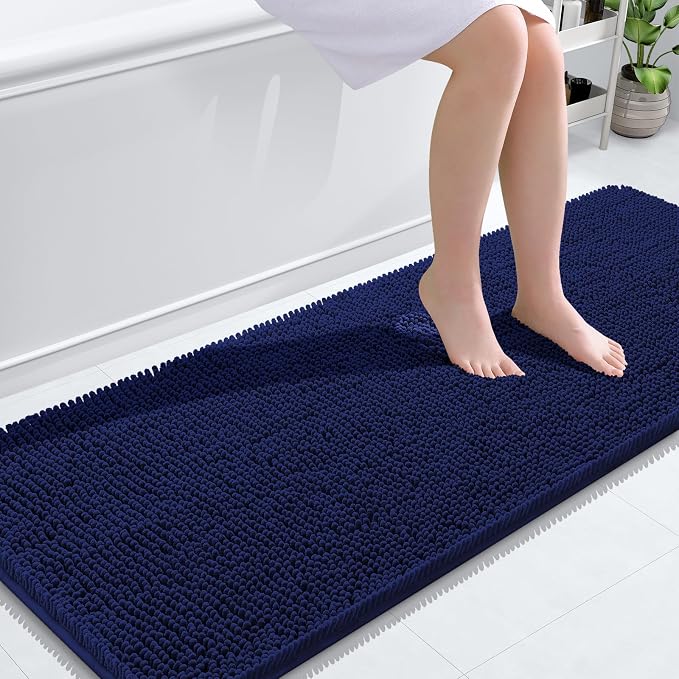 OLANLY Bathroom Runner Rugs 59x24, Extra Soft Absorbent Chenille Bath Rugs | Twilight Sapphire, Quick-Drying Rubber Backing, Machine Washable Long Bath Mat for Bathroom Floor, Tub and Shower, Home Decor