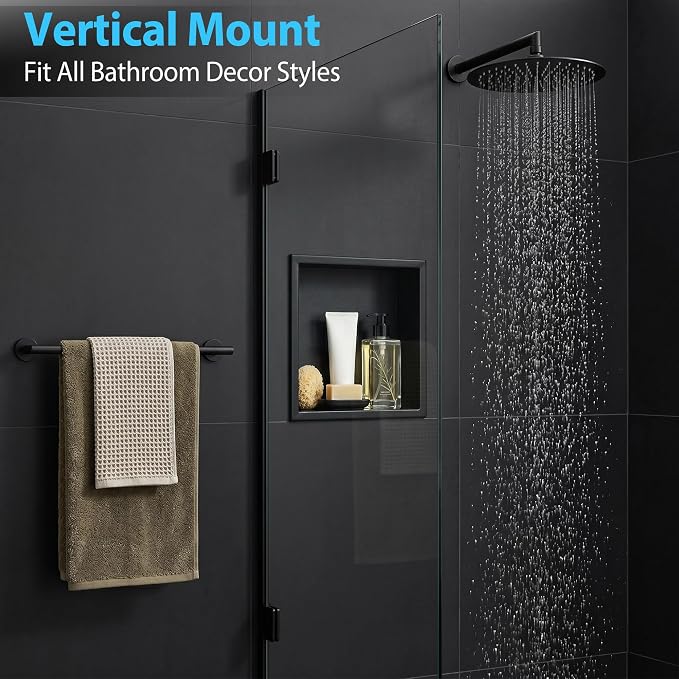 304 Stainless Steel Shower Niche 12” x 12” for Bathroom Storage | Waterproof Matte Black Recessed Shower Niche No Tile Needed with 2-Tier Shelves