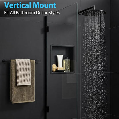 304 Stainless Steel Shower Niche 12” x 12” for Bathroom Storage | Waterproof Matte Black Recessed Shower Niche No Tile Needed with 2-Tier Shelves