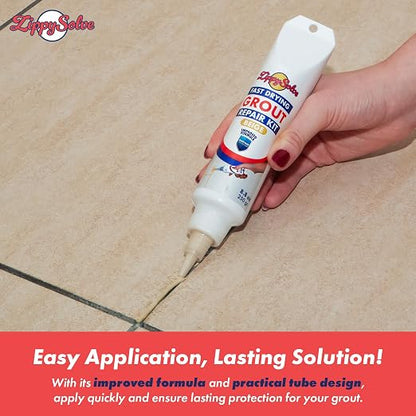 Tile Grout Repair Kit, Refresh Tile Grout Filler (8.8 oz, Beige) | Restore & Renew Tile Joints, Fast-Drying Grout Sealer & Paint, Squeeze Tube for Bathroom, Shower & Kitchen Floors, Waterproof