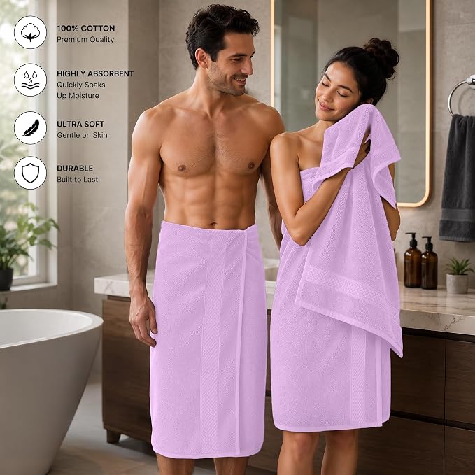 DAN RIVER 600 GSM Cotton Large Bath Towels Set of 4, 27 x 54 Inches | Larger & Lighter Weight Towels for Bathroom - Highly Absorbent & Quick Dry 100% Cotton Bath Towel Set for Home, Spa & Hotel