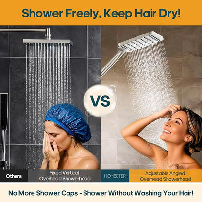 High Pressure Rain Shower Head with Handheld Combo, 10 Inch Square Rainfall Showerhead, Adjustable Slide Bar Dual Shower System, 3 Spray Modes, 59" Stainless Steel Hose, Brushed Nickel