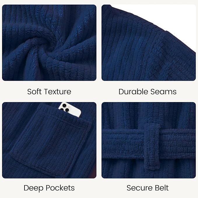 PJGGZ Men's Shawl Collar Bathrobe, Soft Long Towel Robe for Men - Super Absorbent Quick Dry yet Warm