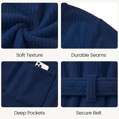 PJGGZ Men's Shawl Collar Bathrobe, Soft Long Towel Robe for Men - Super Absorbent Quick Dry yet Warm