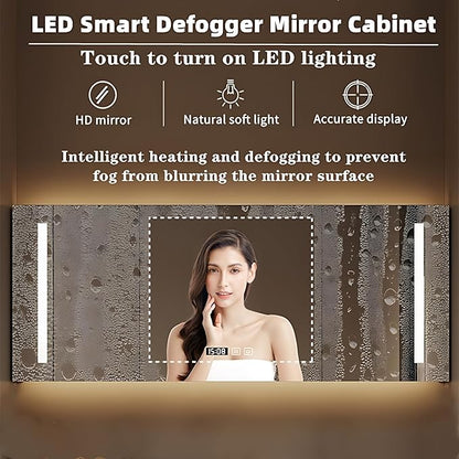 Bathroom Vanity with Sink - Single/Double Sink Bathroom Vanity Cabinet & LED Smart Defogger Mirror Cabinet Set, Modern Floating Vanity, Wall-Mounted Installation (64",Double Sink)