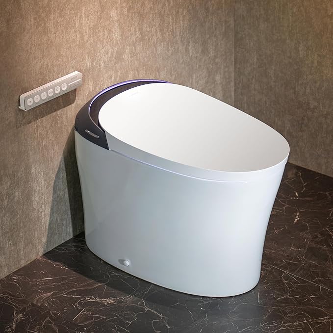 CANEST FC-001PRO Smart Toilet with Foam Shield, Toilet with Bidet Built in | Artistic Bidet Toilet with Powerful Flush, Auto Open/Close Lid, Advanced Hygiene System, ADA Comfort Height, Moving Dryer