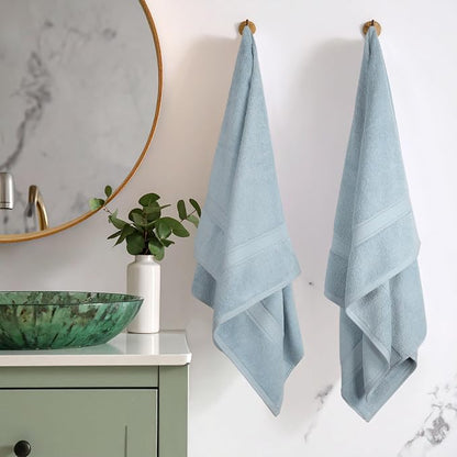 SUPERIOR Egyptian Cotton Plush & Absorbent, Bath Towel Set of 2, Light Blue | Quick Dry, Soft Luxury Towel Set, Bath Essentials for Bathroom, Guest Bath, Spa, 2 Piece Bath, Madeline Towels