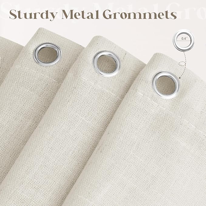 Oatmeal Linen Shower Curtain for Bathroom Water Repellent 72x72 Inch | Neutral Simple French Country Shower Curtains 72 Inches Long Earthy Tone Greige Taupe Greyish Beige with Hooks Flax Burlap