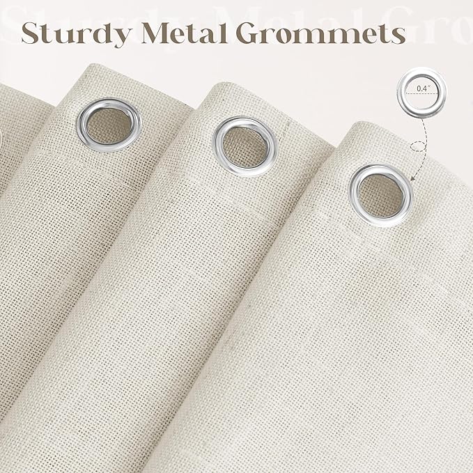 Oatmeal Linen Shower Curtain for Bathroom Water Repellent 72x96 Inch | Extra Long, Natural Beige Tan Taupe Greyish Beige, Shower Curtain 96 Length, Country Boho Farmhouse Drapes, with Hooks