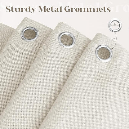 Oatmeal Linen Shower Curtain for Bathroom Water Repellent 72x96 Inch | Extra Long, Natural Beige Tan Taupe Greyish Beige, Shower Curtain 96 Length, Country Boho Farmhouse Drapes, with Hooks