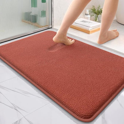OLANLY Memory Foam Absorbent Bathroom Rugs Mats 36x24, Rustic Terracotta | Soft Quick Dry Bath Mats Rugs, Non-Slip, Machine Washable Carpet for Bathroom Floor, Tub and Shower, Home Decor Accessories