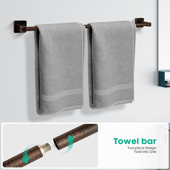 5 Piece Bathroom Hardware Accessories Set Oil Rubbed Bronze,24 Inch Towel Bar Set,Towel Rack Set,Bathroom Towel Holder Set