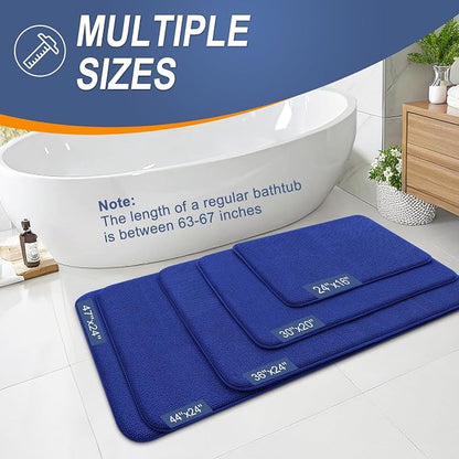 OLANLY Memory Foam Bathroom Runner Rugs 47x17, Long Bath Mats, Royal Blue | Soft Quick Dry Bath Rugs, Non-Slip, Absorbent Machine Washable Mat for Bathroom Floor, Tub and Shower, Home Decor Accessories