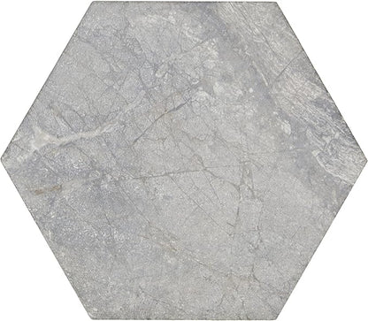 Daltile Perpetuo 8" Hexagon Marble Look Porcelain Floor Tile in Matte Eternal Grey for Kitchen, Bathroom, Living Room Floors | (25 PC Per Carton) (9.37 SQFT Per Carton)