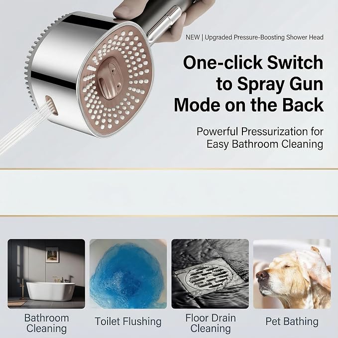 2026 High Pressure Handheld Shower Head with 6 Spray Modes - Detachable Showerhead with 5 Replaceable Filters for Hard Water | Includes 59" Anti-Burst Hose
