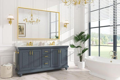 Keonjinn 60x40 Inch Gold Bathroom Mirror for Over Sink, Rectangular | HD Tempered Glass, Vanity Mirror, Brushed Framed, Square Corner, Modern Farmhouse, Wall Mounted Mirrors, Aluminum Alloy
