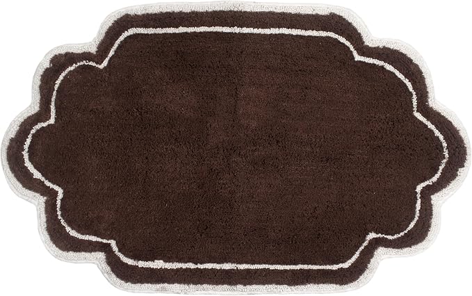 Home Weavers Allure Collection 100% Cotton Tufted Bathroom Rug, Soft and Absorbent Bath Rugs, Non-Slip Bath Carpet, Machine Wash Dry Bath Mats for Bathroom Floor, 24"x40" Bath Rug, Brown