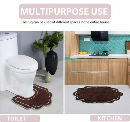 Home Weavers Allure Collection 100% Cotton Tufted Round Shape Bathroom Rug, Soft and Absorbent Bath Rugs, Non-Slip Bath Carpet, Machine Wash Dry Bath Mats for Bathroom Floor, 30" Round, Brown