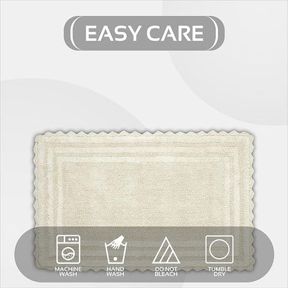 Better Trends Lilly Crochet 24x40 Reversible Bath Rugs and Bath mats for Bathroom, Luxurious 100% Cotton Bath Rug & Water Absorbent Bathroom Mat - Cream Bath Matt