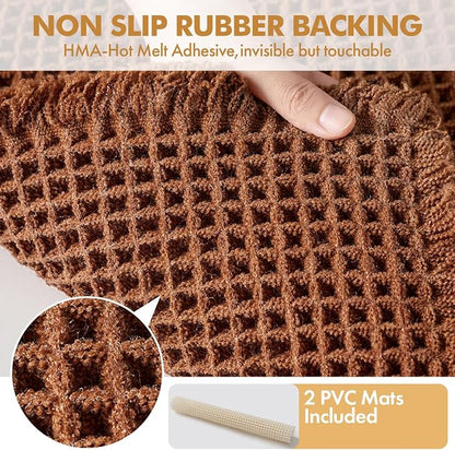MIULEE Fall Terracotta Set of 2 Waffle Bathroom Rugs Bath Mat 18x30 Inch | Non Slip, Super Absorbent, Washable, Ultra Soft, Rubber Backed Bath Rugs for Bathroom Floor Tub Shower, Boho Decor
