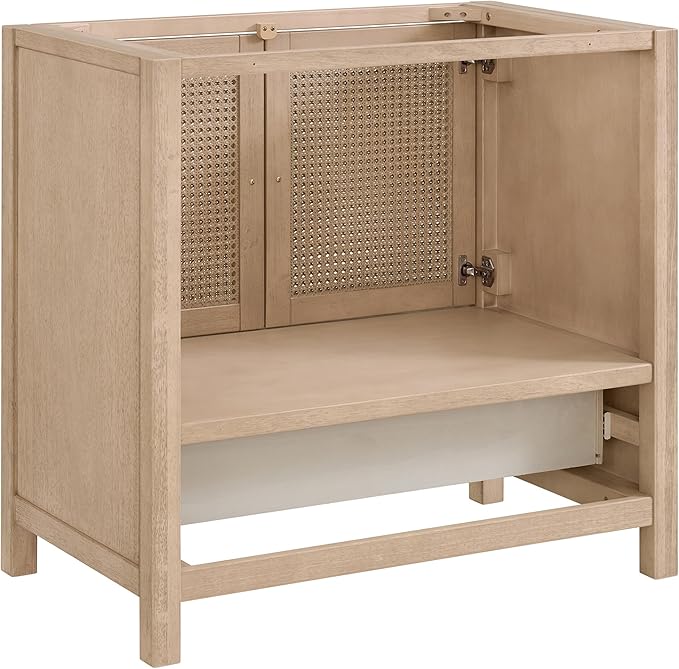 Alaterre Furniture Lucca Bathroom Vanity - Freestanding Cabinet Without Sink - 36 Inch Wood Bathroom Vanity with Large Drawer and Soft-Close Doors - Under Sink Cabinet Only (Natural)