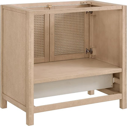 Alaterre Furniture Lucca Bathroom Vanity - Freestanding Cabinet Without Sink - 36 Inch Wood Bathroom Vanity with Large Drawer and Soft-Close Doors - Under Sink Cabinet Only (Natural)