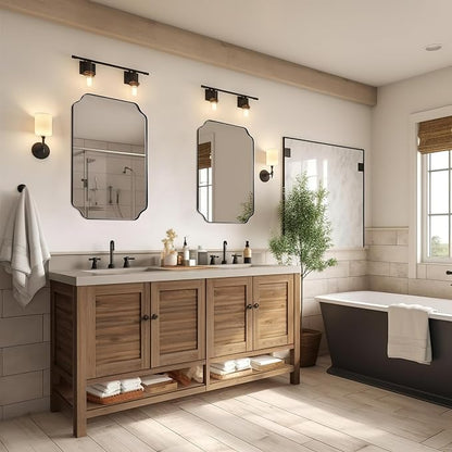 20"x30" Matte Black Mirror, Bathroom Vanity Mirror, Modern Scalloped Mirror in Premium Stainless Steel Thin Frame, Unique Rounded Notched Corners, Compact Size for Small Bathroom Remodel