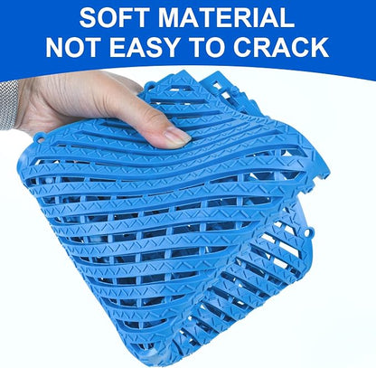 Modular Interlocking Cushion 12 Pack 11.8" x 11.8" Rubber Floor Tiles Non-Slip Splicing Drainage Mats for Deck, Pool, Shower, Patio, Balcony, Bathroom, Kitchen, Yard (Diagonal, Blue)
