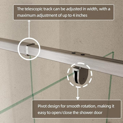 Royal Guard 38-42" W x 71" H Pivot Swing Glass Shower Door,Brush Nickel | 4-Inch Adjustable Width for Walk-in Shower, 6mm Clear SGCC Tempered Glass, Reversible DIY Installation&Waterproof
