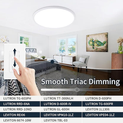 MOONSEA 20 Inch LED Dimmable Ceiling Light Fixture 40W - Round Flush Mount Adjustable 3000K/4500K/6000K Large Kitchen Light Fixture, 4000lm Hallway Light Fixtures for Bedroom, White