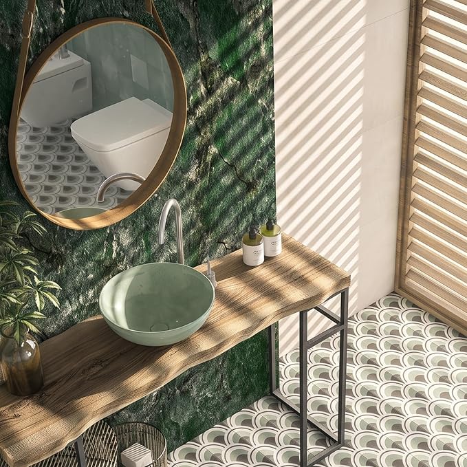 Marble Peel and Stick Waterproof Wall Paneling, 118" x 47" Amazonita Green Glossy Finish Self-Adhesive Backsplash Tile Vinyl Wall Panel for Kitchen Bathroom Wall Decor, Covers 38.75 Sq. Ft.