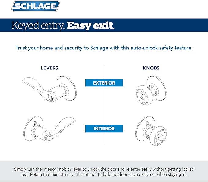 SCHLAGE F51A SIE 716 AND Siena Knob with Andover Trim Keyed Entry Lock, Aged Bronze