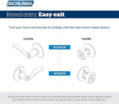 SCHLAGE F51A SIE 716 AND Siena Knob with Andover Trim Keyed Entry Lock, Aged Bronze