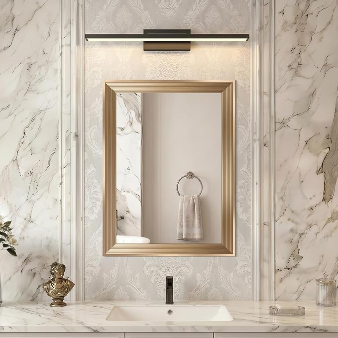 DESBING 18"x24" Gold Bathroom Mirrors for Over Sink | Tempered Glass, Metal Frame, Rectangle Vanity Wall Mirror for Bathroom, Living Room, Bedroom, Horizontally or Vertically