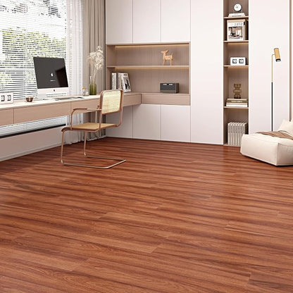 Hilarious Peel and Stick Vinyl Floor Tiles, Red Mahogany Wood 36 PCS 54 Sq.Ft Waterproof Stick On Flooring Self Adhesive Vinyl Flooring Stick on Tiles Vinyl Plank DIY for Bathroom Kitchen Living Room