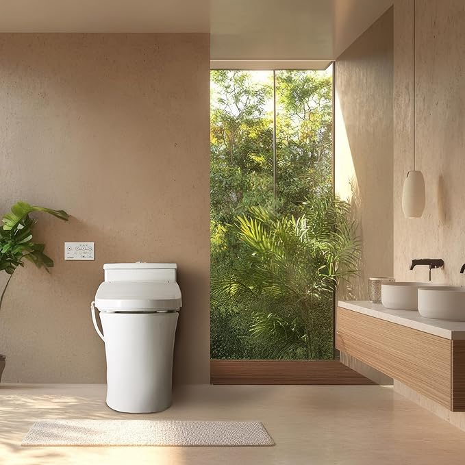 SmartBidet® SB-2400 Advanced Electric Smart Bidet™ Slim Profile Seat in Round White with Remote Control, LED Night Light, Stainless Steel Nozzle, Heated Seat, Warm Dryer