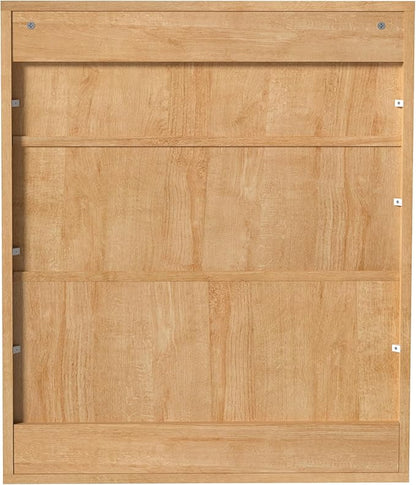 Fluted Bathroom Wall Cabinet Over the Toilet Storage,Wall Mounted Cabinet with Adjustable Shelf,Floating Cabinet Organizer Hanging Cabinet,Kitchen and Laundry Room Cabinets (Oak, 1 PC)
