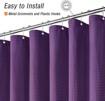 Long Purple Fabric Shower Curtain, 72 x 78 | Tall Cloth-Textured Shower Curtain for Bathroom, Water Repellent, Machine Washable