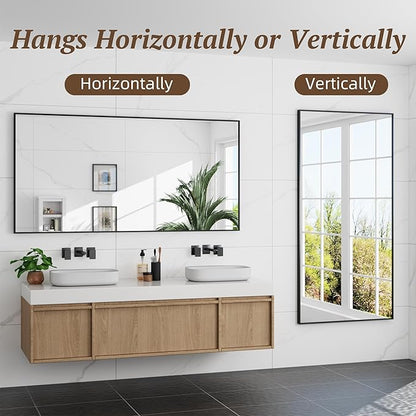 Bathroom Mirror 71" x 36", Large Rectangle Wall Mirror, Black Metal Frame Wall Mounted Mirrors for Bathroom, Vanity, Bedroom, Entryway Decor(Horizontal/Vertical)