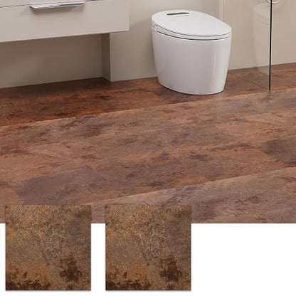 Peel and Stick Floor Tile, 20 PCS 12" x 12" Waterproof Marble Texture Luxury Vinyl Tiles, Easy DIY Self Adhesive Vinyl Flooring for Bathroom, Kitchen, Living Room, Rust Granite