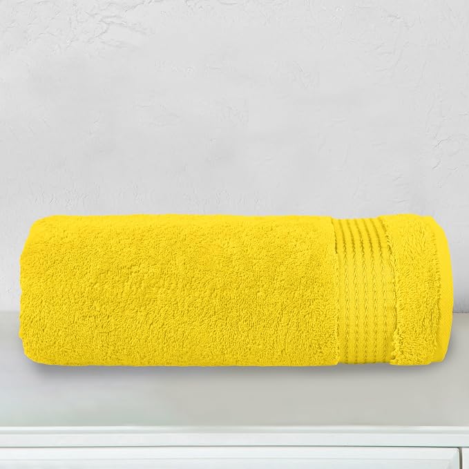 Elegant Comfort Premium Turkish Cotton 1 Piece Jumbo Bath Towel - 35 x 70 inch, Luxurious Hotel Spa Quality 100% Turkish Cotton Large Bath Towel - Highly Absorbent - Soft Bathroom Towel, Yellow