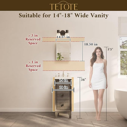 TETOTE 14 x 18 Medicine Cabinet with Tempered Beveled Mirror White Aluminum Cabinet DTC Hinges, 2 Stepless Adjustable Shelves, Recessed/Surface-Mounted