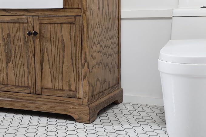 72" Pre-Assembled Bathroom Vanity with Sink, Solid Birch and MDF, Carrara White Marble Countertop Attached, Double Rectangle Porcelain Sink, 3 Soft-Close Drawers, Driftwood