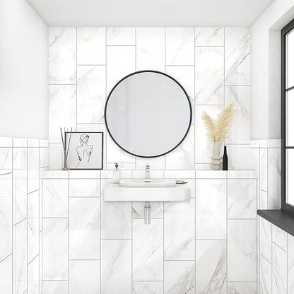Daltile Perpetuo 12" X 24" Porcelain Marble Look Floor Tile in Polished Brilliant White (9 pieces per carton) (17.01 sqft per carton)