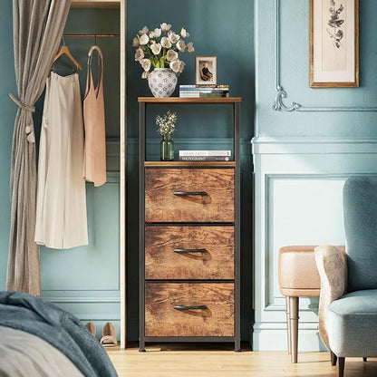 4-Tier Bathroom Floor Cabinet - Free-Standing Corner Storage Organizer, Rustic Brown Narrow Bathroom Storage Cabinet for Living Room, Bathroom