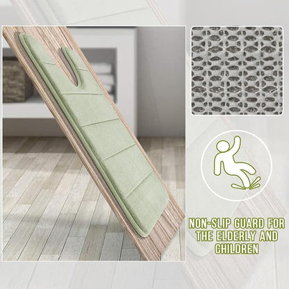 Yimobra Memory Foam Toilet Bath Mat U-Shaped, Soft and Comfortable, Super Water Absorption, Non-Slip, Thick, Machine Wash & Easier to Dry for Bathroom Commode Contour Rug, 24 X 24 Inches, Sage Green