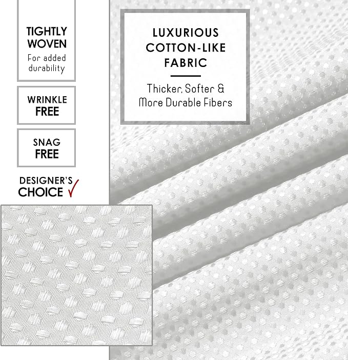 Clara Clark White Shower Curtain - Hotel Quality Waffle Fabric Bath Curtain 72x72, Heavy Duty Waterproof Shower Curtains for Bathroom