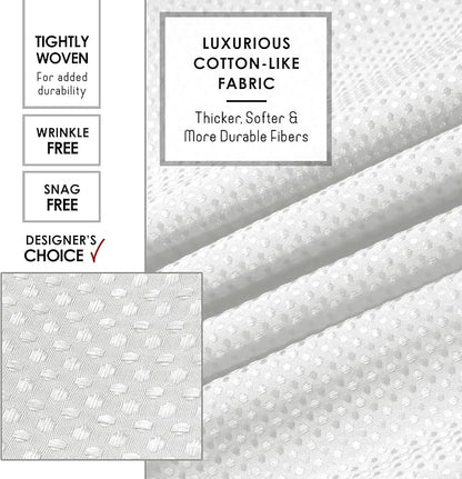Clara Clark White Shower Curtain - Hotel Quality Waffle Fabric Bath Curtain 72x72, Heavy Duty Waterproof Shower Curtains for Bathroom