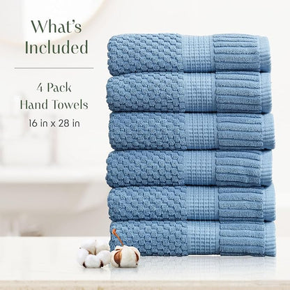 6 Pack 100% Cotton Hand Towels | Blue Towels | Oeko‑TEX Standard 100 | Soft & Absorbent, Quick‑Dry | Trinity Collection - Blue Shadow